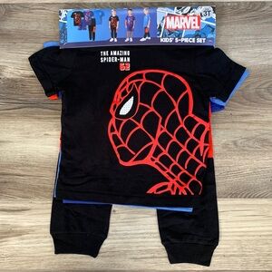 SpiderMan Marvel 5-Piece Set Spider Man 3T 3 Shirt 1 Short 1 Pant Outfit New
